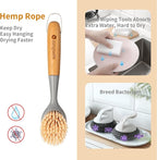 2 Pack Kitchen Dish Brush Bamboo Handle Dish Scrubber Built-in Scraper - Image 2