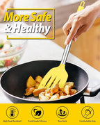 Pack of 2 Silicone Solid Turner, Non Stick Slotted Kitchen Spatulas, High Heat - Image 5