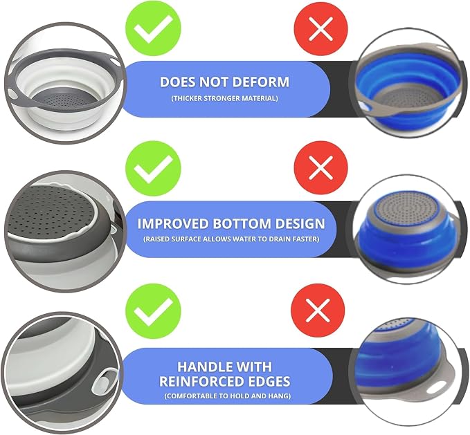 White Round Silicone Collapsible Colander – Silicone Round Kitchen Strainers - Image 3