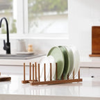 HBlife Acacia Wooden Dish Dying Rack Pot Lid Plate Organizer Holder - Image 7