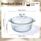Luvan 2.4L/2.5Qt Round Glass Casserole Dish - Image 2