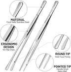HOTEC Kitchen Tweezers Tongs Stainless Steel, Grill and Baking - Image 5