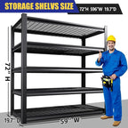 72"Hx59"Wx20"DGarage Shelving-2500 lbs 5 Tier Storage Shelves, Adjustable Heavy - Image 3