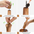 Wooden Salt and Pepper Grinder Set, Manual Salt and Pepper Mill, Acacia wood - Image 3