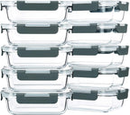 M MCIRCO 10-Pack, 22 Oz Glass Meal Prep Containers, Glass Food Storage by MMCIRCO