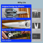 Sharp Nordic-Style Kitchen Shears Soft Comfort Handle, All Purpose Scissors - Image 4