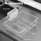 Dish Drying Rack in Sink: Expandable, 3-Slot Utensil Holder, Anti-Slip Handle. - Image 9