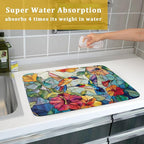 Spring Summer Dish Drying Mat for Kitchen Counter Hummingbird Microfiber - Image 7