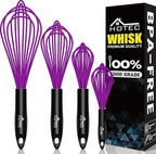 HOTEC 4 Pieces Silicone Whisks for Cooking, Wire Balloon Whisks Egg Beater by Hotec