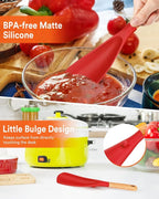 Cooking Spoon for Nonstick Cookwares, Wood Handle Spoon for Mixing, and Scrape - Image 5