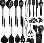 NCUE Silicone Cooking Utensils Set, Food Grade Silicone and Stainless Steel by NCUE