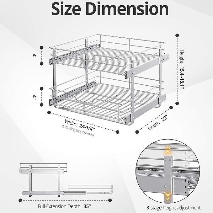 ZOINLIY Pull Out Cabinet Organizer, Versatile Slide Out Kitchen Organizers and - Image 3