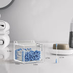 Clear Acrylic Qtip Holder With Lid Cotton Balls Swab Organizer, Square Q Tip - Image 2