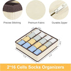 Joyoldelf Sock Drawer Organizer Divider Underwear Organizer 16-cell Fabric - Image 2