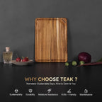 13'' Teak Wood Cutting Board for Kitchen Non Slip Over Sink Charcuterie Board - Image 3
