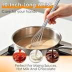 HOTEC 10 Inch Mini Whisk, Anti-Rust 304 Stainless Steel Small Whisks - Image 4