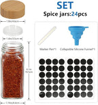 24Pcs Glass Spice Jars with Labels, 4oz Spice Containers with Bamboo Lids - Image 2