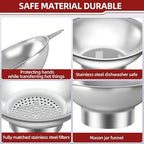 Standard Mason Jar Funnel with Strainer, Large Metal Funnel - Image 2