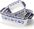 SOUJOY 3 Pack Porcelain Bakeware Set, Rectangular Baking Dishes, Lasagna Pan by SOUJOY