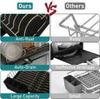 Buruis Dish Drying Rack for Kitchen Countertop, Large Capacity Gold Stainless - Image 5