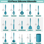Homikit Silicone Cooking Utensils Set, 15-Piece Nonstick and Heat Resistant - Image 2