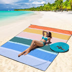 WIWIGO Beach Blanket Waterproof Sandproof Beach Mat 79" X 83"/10'x9'for 2-8 - Image 4