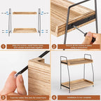 ANBOXIT Countertop Coffee Station Organizer, 2 Tier Wooden Shelf - Image 5