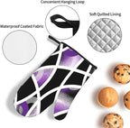 3-Piece Purple Black Abstract Geometric Oven Mitts and Pot Holders Set - Image 6