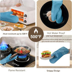 Silicone Oven Mitts-13.6 in Extended Oven Mitts Heat Resistant 500F, Oven Gloves - Image 4