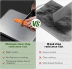 Cutting Board Double Sided, Large Stainless Steel Cutting Boards, Wheat Straw - Image 3
