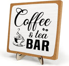 Rustic Coffee & Tea Bar Decor Sign, Funny Wooden Plaque by DMADNF