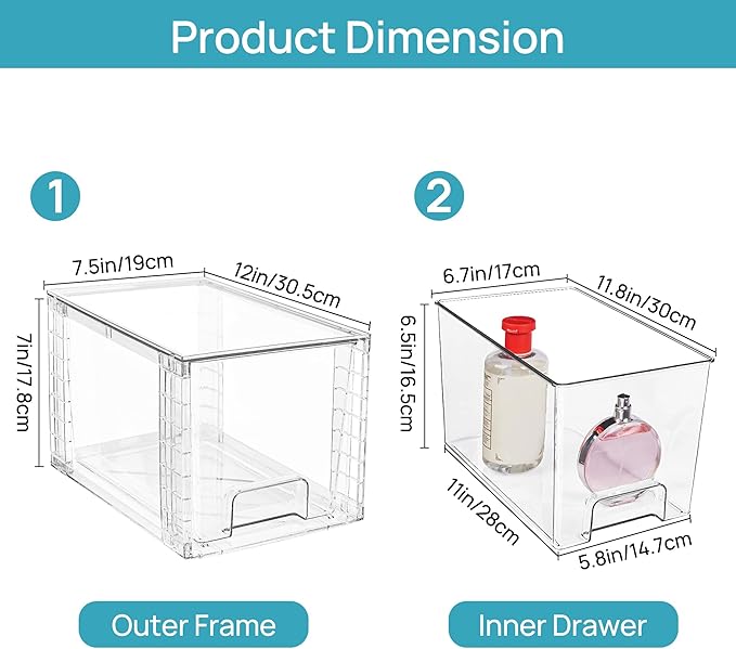 Vtopmart 4 Pack Large Stackable Storage Drawers, Easily Assemble Acrylic - Image 3