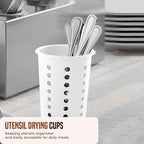 OCS Parts Perforated Utensil Drying Cups | White | Set of 3 | Plastic Flatware - Image 3
