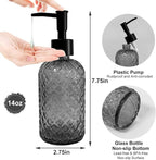 Grey Glass Soap Dispenser with Black Plastic Pump, 13.5oz Refillable Liquid - Image 2
