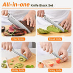 Sunnecko Knife Set with Block and Sharpener, 15 Piece Kitchen Knife Block Set - Image 6