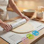 White Marble Rolling Pin with Stainless Steel Handles Baking Set - Image 4