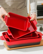 Casserole Dishes For Oven, Heat-Resistant Ceramic Bakeware Set Of 4 Rectangular - Image 7