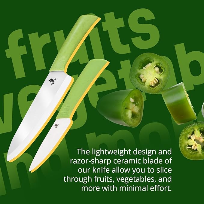Ceramic Knife Set with Ergonomic Handle, Non-Reactive and Professional Chopping - Image 3