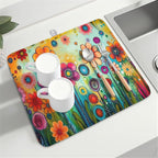 Abstract Colorful Floral Dish Drying Mat - Image 8