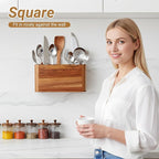 2PC Wooden Kitchen Utensil Holder - Image 2