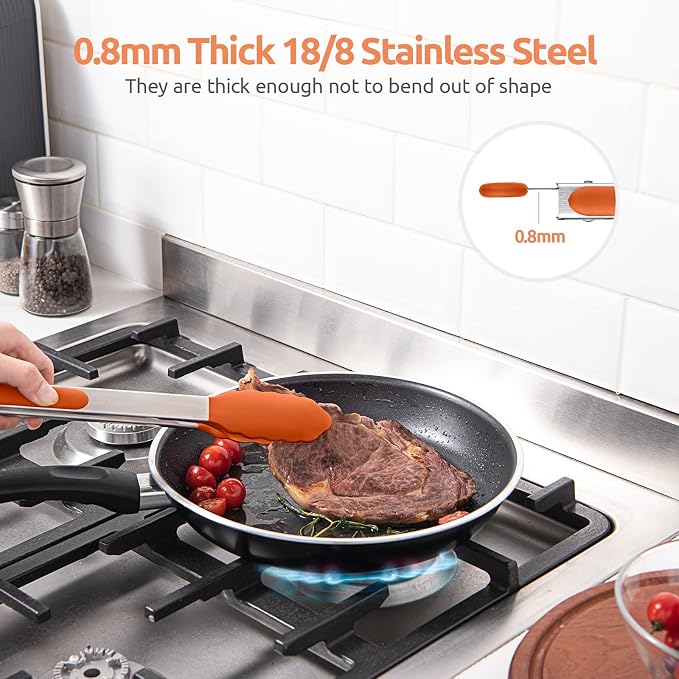 600ºF Heat Resistant Kitchen Tongs: U-Taste 12 inch Large Silicone Cooking Tong - Image 5