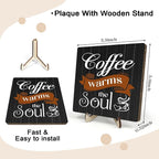 Coffee Bar Sign Plaque Decor, Coffee Bar Accessories, Rustic Wooden Tabletop - Image 2