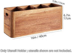 16" Wooden Kitchen Utensil Holder, Extra Large Acacia Wood Organizer - Image 2