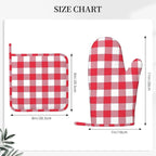 Red and White Checkered Oven Mitts and Pot Holders Set - Image 3