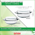 Simax Casserole Dish Set, Round Glass Cookware, Borosilicate Glass, Made In - Image 5