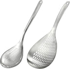 2 Pack Skimmer Slotted Spoon, 13.6 Inch Large Stainless Steel Skimmer Ladle by Suwimut