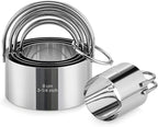 Biscuit Cutter Set with Handle, 5 Piece Stainless Steel Round Cookie Cutter Tool by Vosturdy