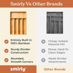 SMIRLY Silverware Drawer Organizer – Bamboo Kitchen Drawer Organizer, - Image 7