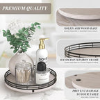 9" Wooden Lazy Susan Organizer for Cabinet, Turntable Round Decorative Tray for - Image 6