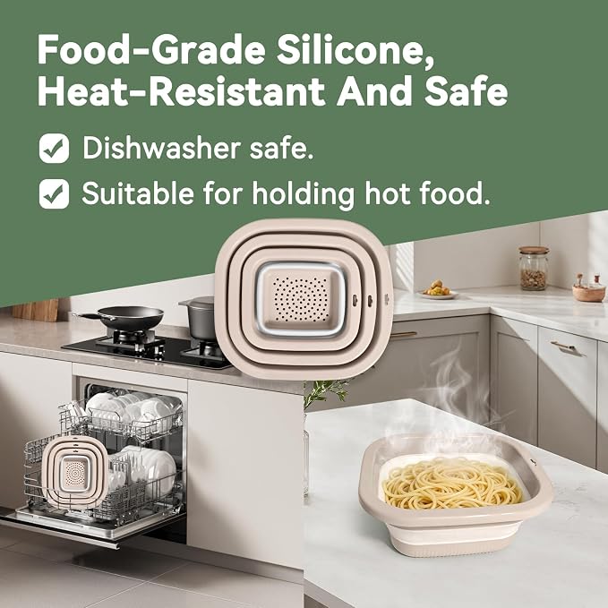 Collapsible Colander and Sink Basin Set - 2 in 1 Collapsible Colander Strainer - Image 6